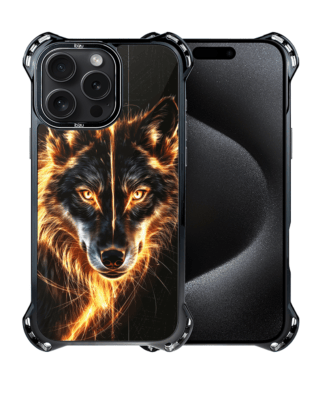 Etui do iPhone 15 Pro Max IBIZU DropGuard Ultra z MagSafe, Wilki, Ognisty Wilk
