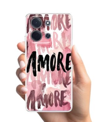 Etui do Xiaomi POCO C85 przeźroczyste, silikonowe Flexi, Positive Vibes, Amore Amore