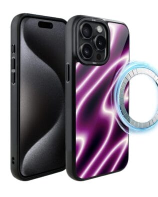 Etui do iPhone 15 Pro IBIZU DropGuard Matt z MagSafe, Twilight Dreams, Neonowa fala