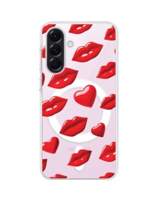 Etui do Samsung Galaxy A57 z MagSafe przeźroczyste, silikonowe Flexi, czerwone usta
