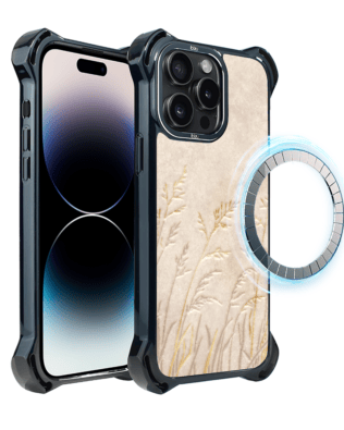 Etui do iPhone 14 Pro Max IBIZU DropGuard Ultra z MagSafe, Relief Garden, Kłosy z piaskowca