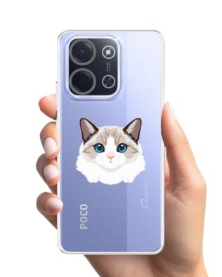 Etui do Xiaomi POCO C85 przeźroczyste, silikonowe Flexi, kot birmański