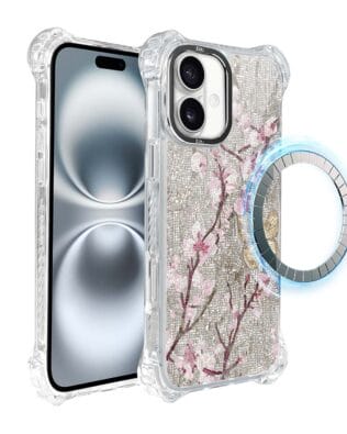 Etui do iPhone 16 IBIZU DropGuard Ultra z MagSafe, Modern Classics, Mozaika kwitnącej wiśni