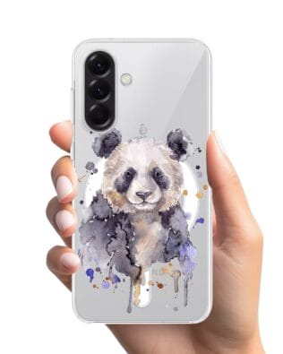 Etui do Samsung Galaxy A57 z MagSafe przeźroczyste, silikonowe Flexi, Akwarelowe Zoo, Panda
