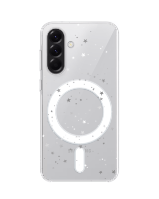 Etui do Samsung Galaxy A57 z MagSafe przeźroczyste, silikonowe Flexi, Szampańskie gwiazdki