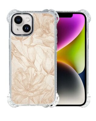 Etui do iPhone 14 IBIZU DropGuard Ultra z MagSafe, Relief Garden, Botaniczny biskwit