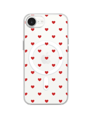 Etui do iPhone 17e z MagSafe przeźroczyste, silikonowe Flexi, Mini Patterns, Serduszka