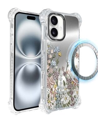 Etui do iPhone 16 IBIZU DropGuard Ultra z MagSafe, Relief Garden, Wiosenna łąka