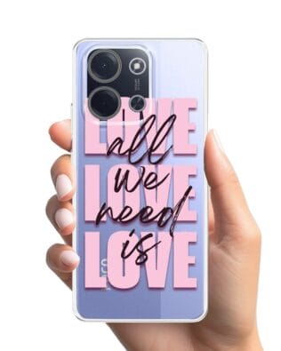 Etui do Xiaomi POCO C85 przeźroczyste, silikonowe Flexi, Positive Vibes, All We Need Is Love