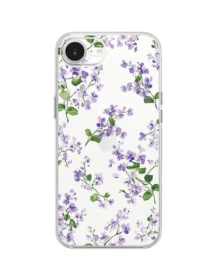 Etui do iPhone 17e przeźroczyste, silikonowe Flexi, Fioletowe Bratki