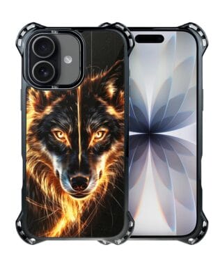 Etui do iPhone 17 IBIZU DropGuard Ultra z MagSafe, Wilki, Ognisty Wilk