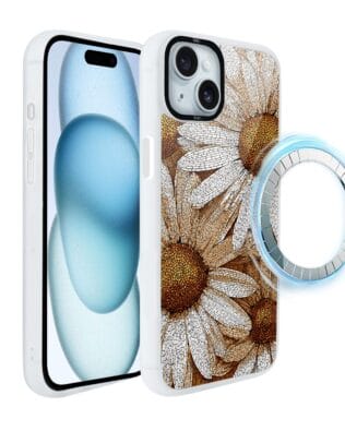 Etui do iPhone 15 IBIZU DropGuard Matt z MagSafe, Modern Classics, Mozaika rumianków