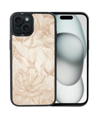 Etui do iPhone 15 Plus IBIZU DropGuard Matt z MagSafe, Relief Garden, Botaniczny biskwit