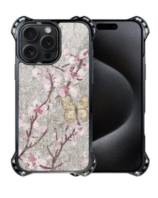 Etui do iPhone 15 Pro Max IBIZU DropGuard Ultra z MagSafe, Modern Classics, Mozaika kwitnącej wiśni