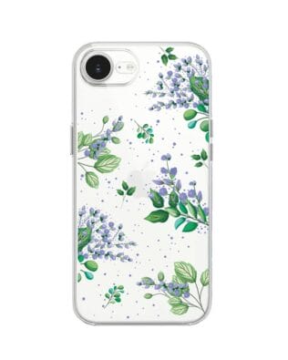 Etui do iPhone 17e przeźroczyste, silikonowe Flexi, fioletowe kwiatki