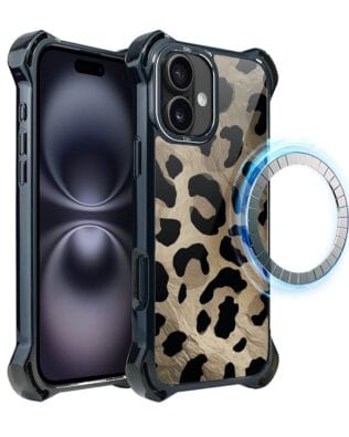Etui do iPhone 16 Plus IBIZU DropGuard Ultra z MagSafe, Zew natury, Dziki Leopard
