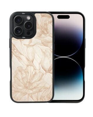 Etui do iPhone 14 Pro IBIZU DropGuard Matt z MagSafe, Relief Garden, Botaniczny biskwit