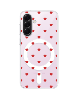 Etui do Samsung Galaxy A57 z MagSafe przeźroczyste, silikonowe Flexi, Mini Patterns, Serduszka