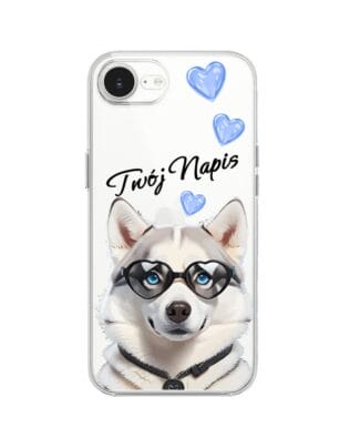 Etui do iPhone 17e przeźroczyste, silikonowe Flexi, Puppy Love, pies rasy Husky