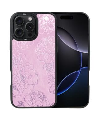 Etui do iPhone 16 Pro Max IBIZU DropGuard Matt z MagSafe, Relief Garden, Różowe piwonie