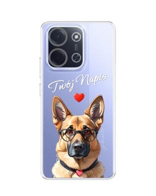 Etui do Xiaomi POCO C85 przeźroczyste, silikonowe Flexi, Puppy Love, pies rasy Owczarek Niemiecki
