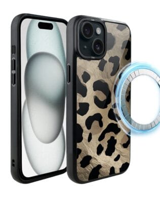 Etui do iPhone 15 Plus IBIZU DropGuard Matt z MagSafe, Zew natury, Dziki Leopard