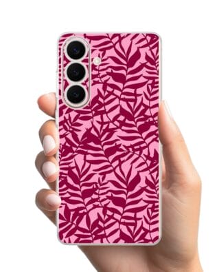 Etui do Samsung Galaxy S26 Plus przeźroczyste, silikonowe Flexi, bordowe liście