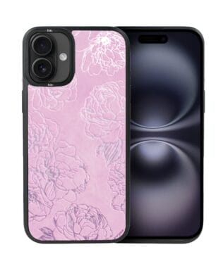 Etui do iPhone 16 Plus IBIZU DropGuard Matt z MagSafe, Relief Garden, Różowe piwonie