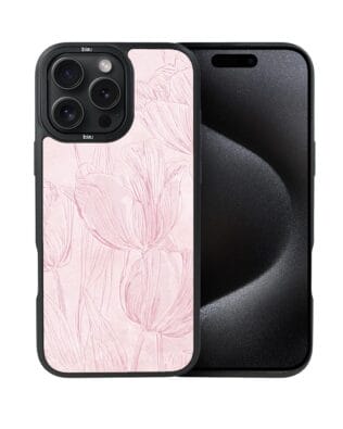 Etui do iPhone 15 Pro IBIZU DropGuard Matt z MagSafe, Relief Garden, Tulipanowy fresk