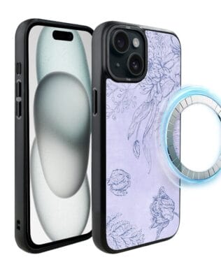 Etui do iPhone 15 IBIZU DropGuard Matt z MagSafe, Relief Garden, Kwiatowa płaskorzeźba