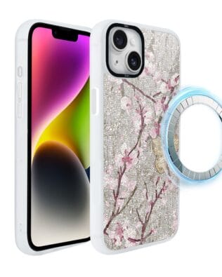 Etui do iPhone 14 IBIZU DropGuard Matt z MagSafe, Modern Classics, Mozaika kwitnącej wiśni