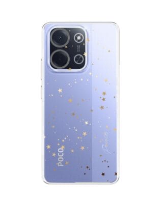 Etui do Xiaomi POCO C85 przeźroczyste, silikonowe Flexi, Złote gwiazdki