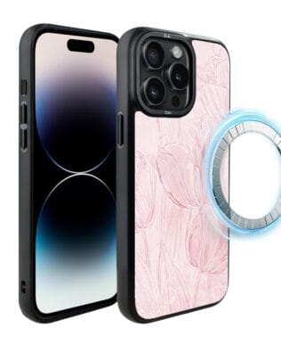 Etui do iPhone 14 Pro Max IBIZU DropGuard Matt z MagSafe, Relief Garden, Tulipanowy fresk