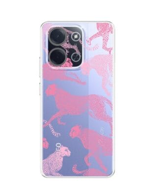 Etui do Xiaomi POCO C85 przeźroczyste, silikonowe Flexi, Mystic, Różowe pumy
