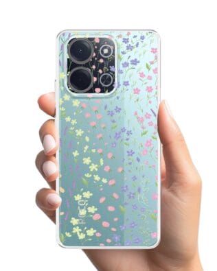 Etui do Xiaomi POCO C85 przeźroczyste, silikonowe Flexi, kwiaty polne