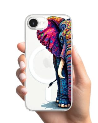 Etui do iPhone 17e z MagSafe przeźroczyste, silikonowe Flexi, Dzika Mandala, Słoń