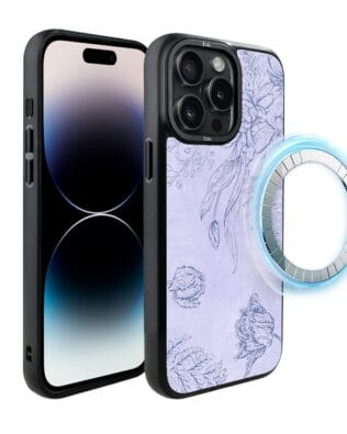 Etui do iPhone 14 Pro Max IBIZU DropGuard Matt z MagSafe, Relief Garden, Kwiatowa płaskorzeźba