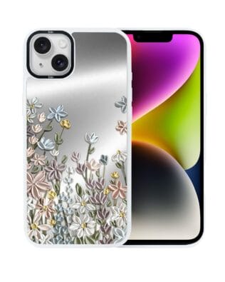 Etui do iPhone 14 Plus IBIZU DropGuard Matt z MagSafe, Relief Garden, Wiosenna łąka, białe