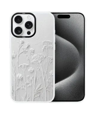 Etui do iPhone 15 Pro Max IBIZU DropGuard Matt z MagSafe, Relief Garden, Suszone kwiaty polne