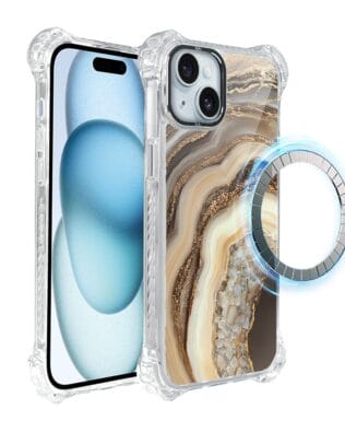 Etui do iPhone 15 IBIZU DropGuard Ultra z MagSafe, Ethereal Essence, Miodowy agat