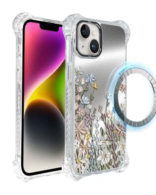 Etui do iPhone 14 Plus IBIZU DropGuard Ultra z MagSafe, Relief Garden, Wiosenna łąka