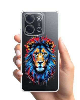 Etui do Xiaomi POCO C85 przeźroczyste, silikonowe Flexi, Dzika Mandala, Lew