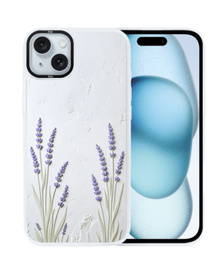 Etui do iPhone 15 Plus IBIZU DropGuard Matt z MagSafe, Relief Garden, Prowansalska lawenda