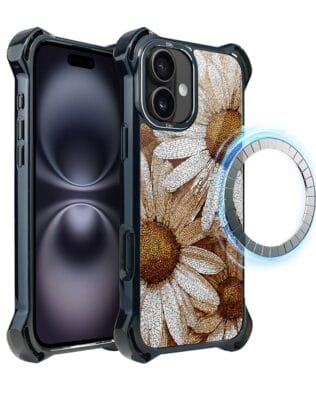 Etui do iPhone 16 Plus IBIZU DropGuard Ultra z MagSafe, Modern Classics, Mozaika rumianków