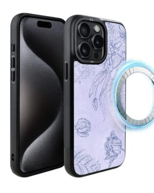 Etui do iPhone 15 Pro IBIZU DropGuard Matt z MagSafe, Relief Garden, Kwiatowa płaskorzeźba