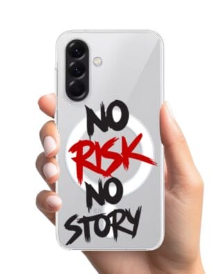 Etui do Samsung Galaxy A57 z MagSafe przeźroczyste, silikonowe Flexi, Positive Vibes, No Risk No Story