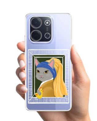 Etui do Xiaomi POCO C85 przeźroczyste, silikonowe Flexi, kotek z kurczakiem