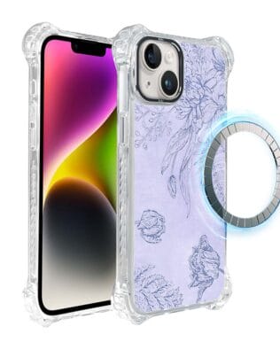 Etui do iPhone 14 IBIZU DropGuard Ultra z MagSafe, Relief Garden, Kwiatowa płaskorzeźba