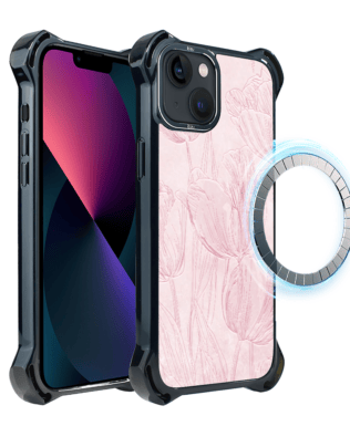 Etui do iPhone 13 IBIZU DropGuard Ultra z MagSafe, Relief Garden, Tulipanowy fresk