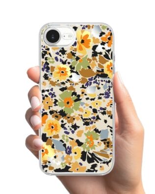 Etui do iPhone 17e przeźroczyste, silikonowe Flexi, malowane kwiatki